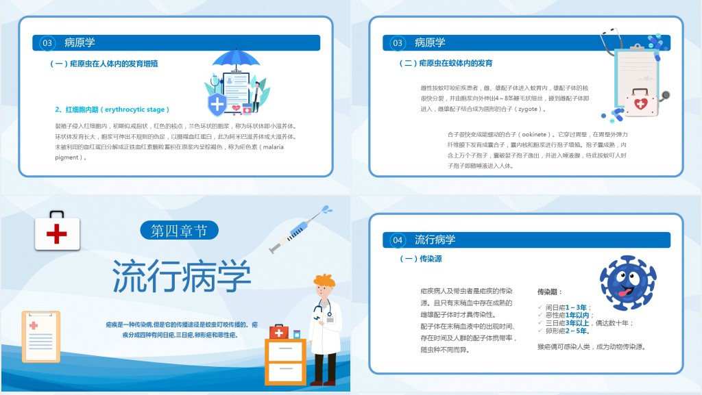 医疗医院疟疾PPT卡通简约风预防医护学生汇报培训讲课PPT
