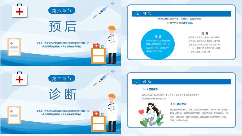医疗医院疟疾PPT卡通简约风预防医护学生汇报培训讲课PPT
