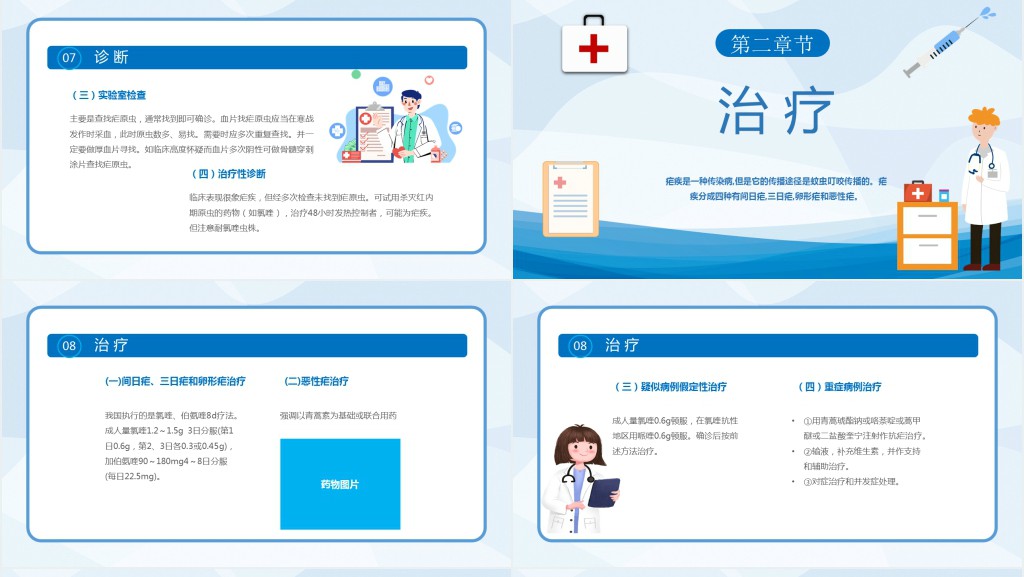 医疗医院疟疾PPT卡通简约风预防医护学生汇报培训讲课PPT