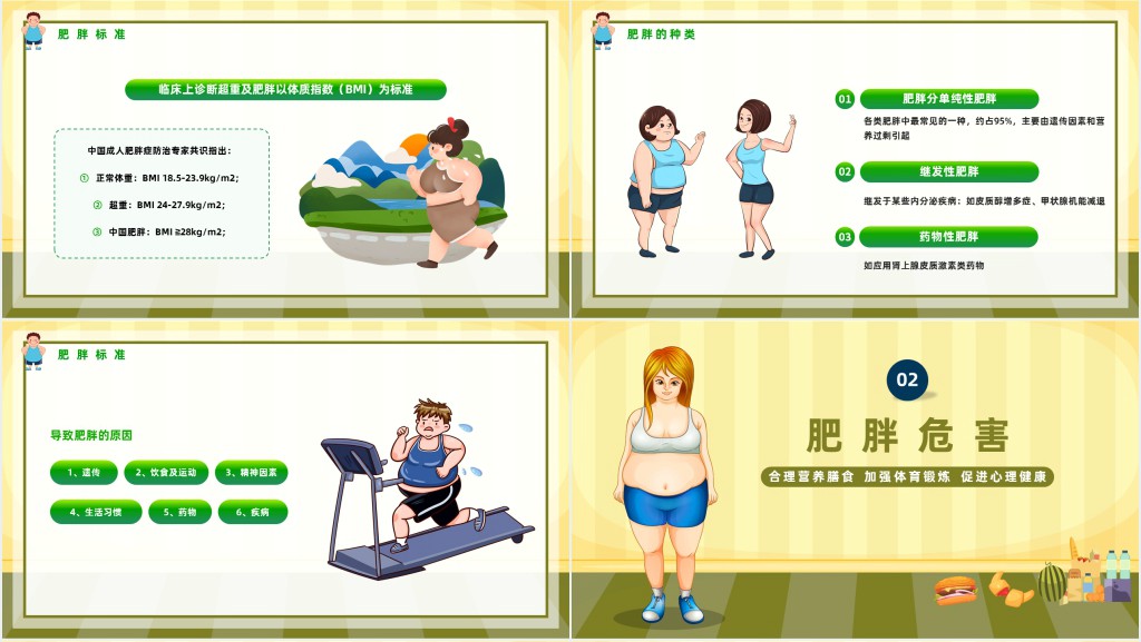 世界防治肥胖日科普PPT模板 世界防治肥胖日科普PPT模板