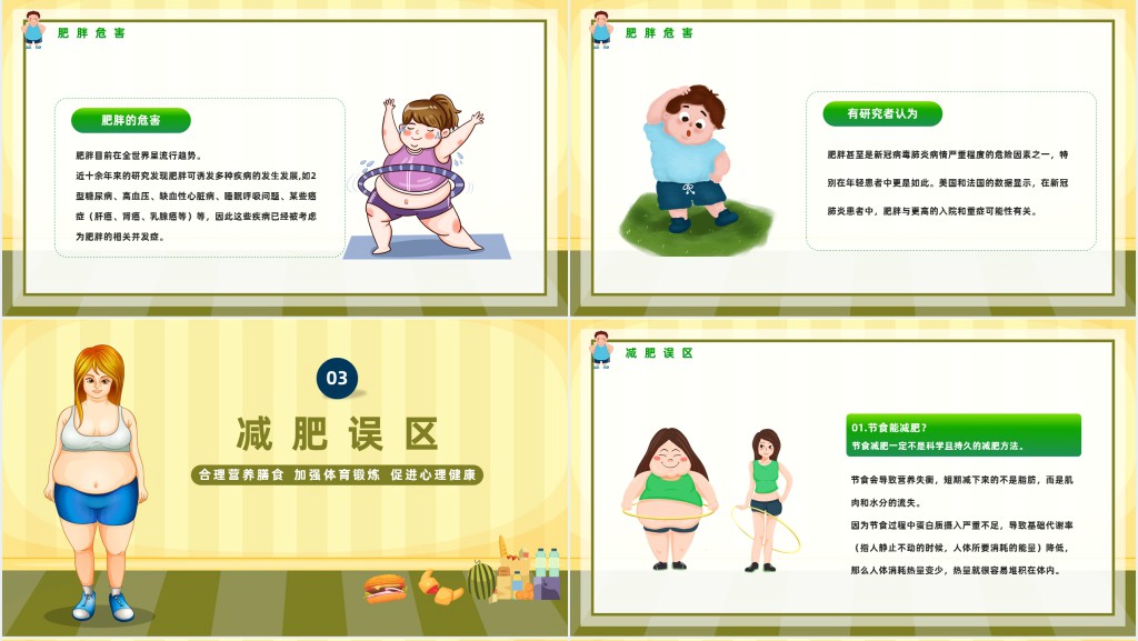 世界防治肥胖日科普PPT模板 世界防治肥胖日科普PPT模板