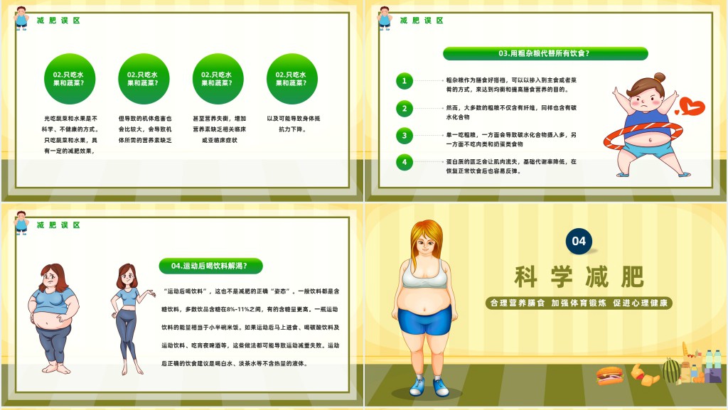 世界防治肥胖日科普PPT模板 世界防治肥胖日科普PPT模板