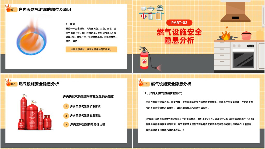 卡通插画风燃气安全培训PPT模板
