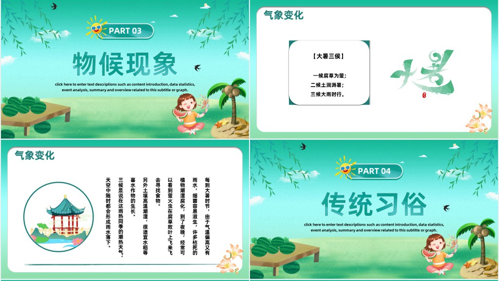 二十四节气中大暑的介绍PPT模板 二十四节气中大暑的介绍PPT模板