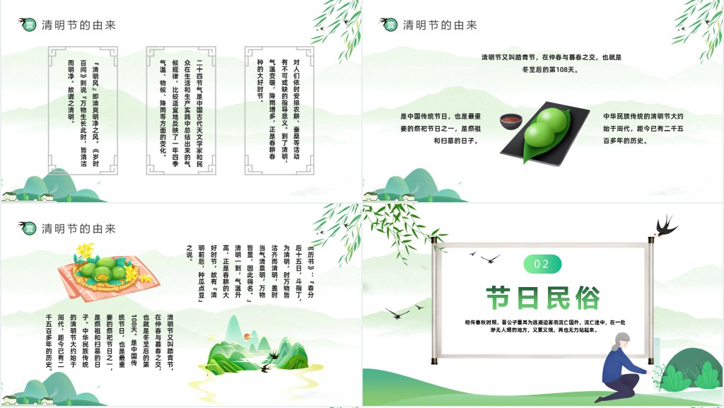 清明节传统民俗由来PPT模板 清明节传统民俗由来PPT模板