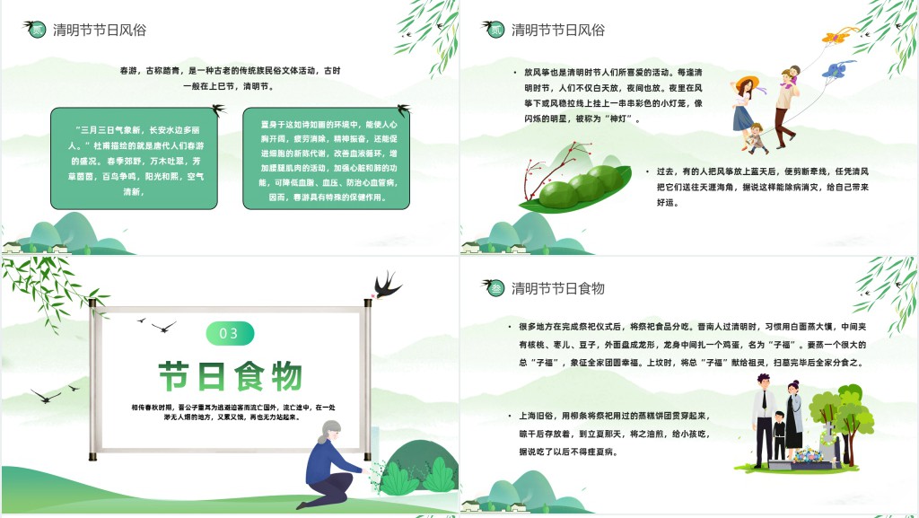 清明节传统民俗由来PPT模板 清明节传统民俗由来PPT模板