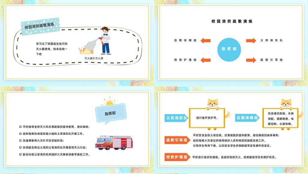 幼儿园消防演练活动总结PPT模板 幼儿园消防演练活动总结PPT模板