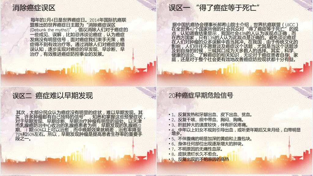 世界抗癌日健康教育知识PPT课件 世界抗癌日健康教育知识PPT课件
