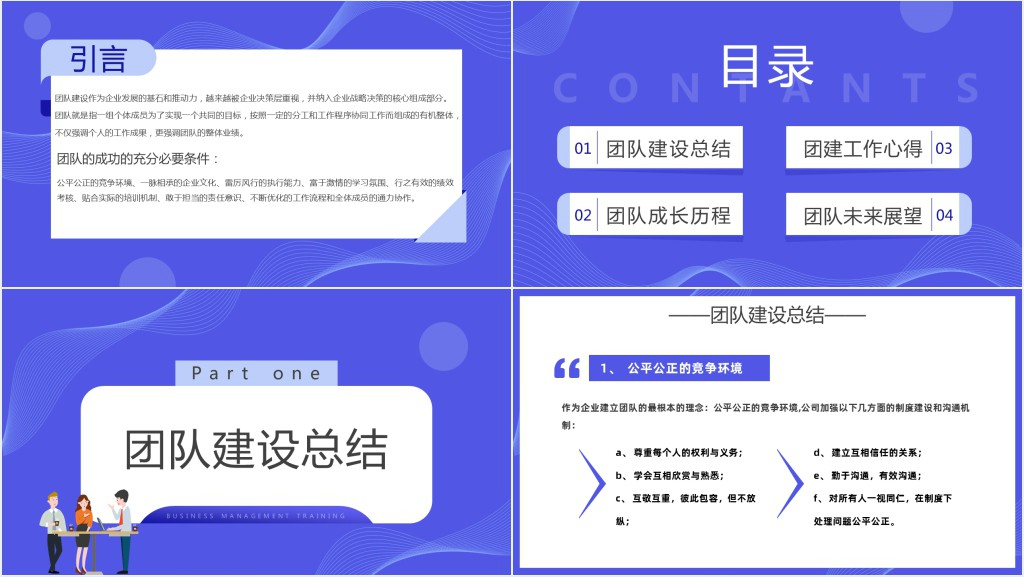 团队建设总结汇报PPT简约风企业团队建设培训课件