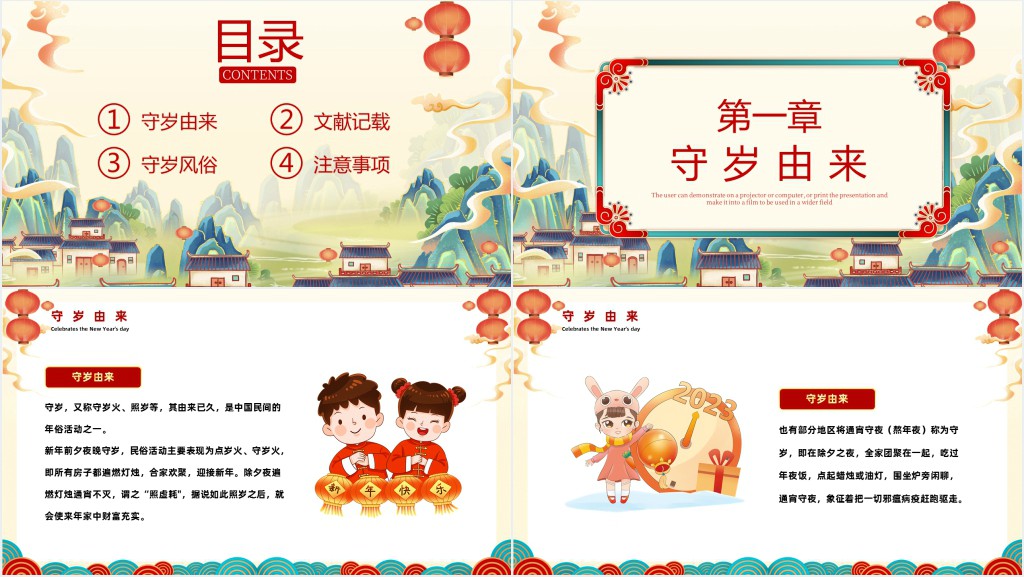 除夕守岁的来历PPT模板