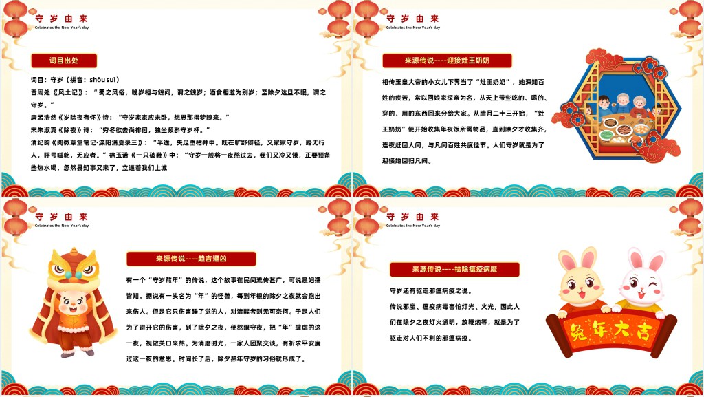 除夕守岁的来历PPT模板
