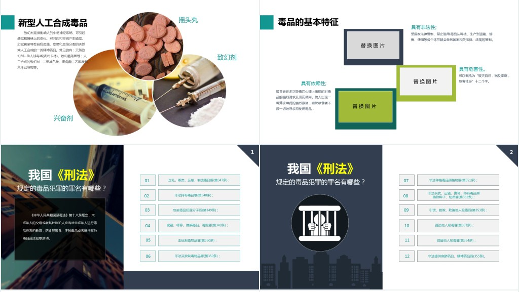 可爱卡通公司学校禁毒教育珍爱生命远离毒品PPT