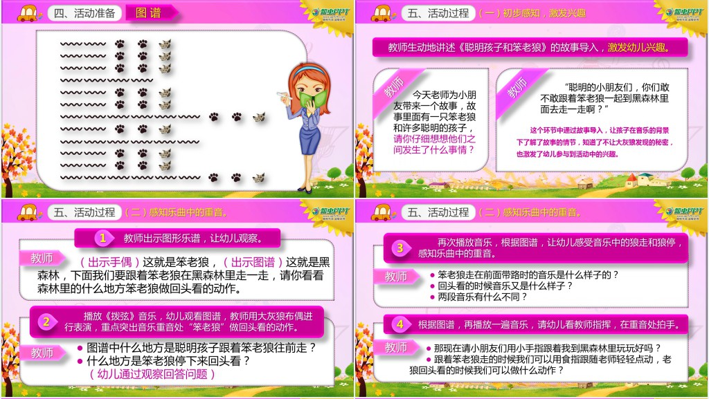 聪明的孩子笨老狼幼儿园卡通音乐课件PPT