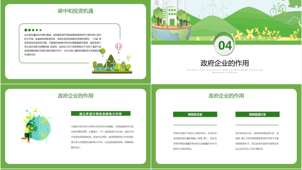 脱碳之路的机遇和挑战PPT绿色清新关于碳中和碳达峰生态环保课件