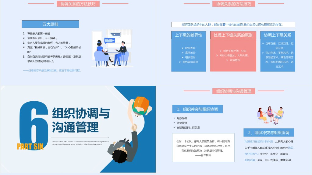 高效沟通技巧PPT插画风企业新员工高效沟通技巧培训课件模板