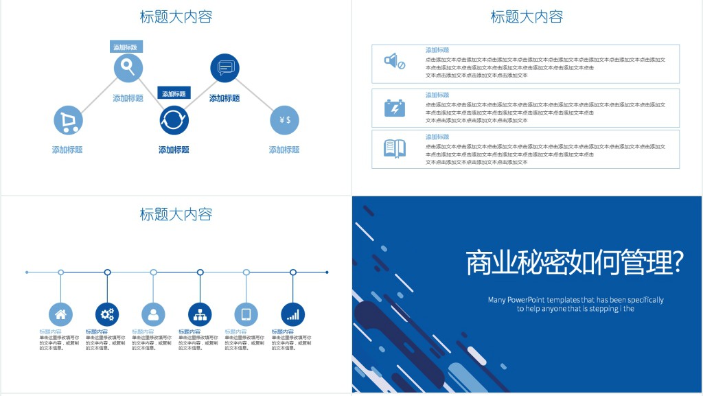 蓝色创意商业秘密保护动态PPT封含PS