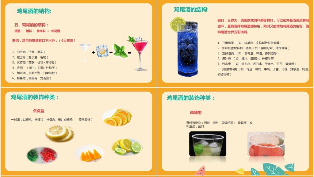 简约风格鸡尾酒调制实用调酒师培训PPT课件