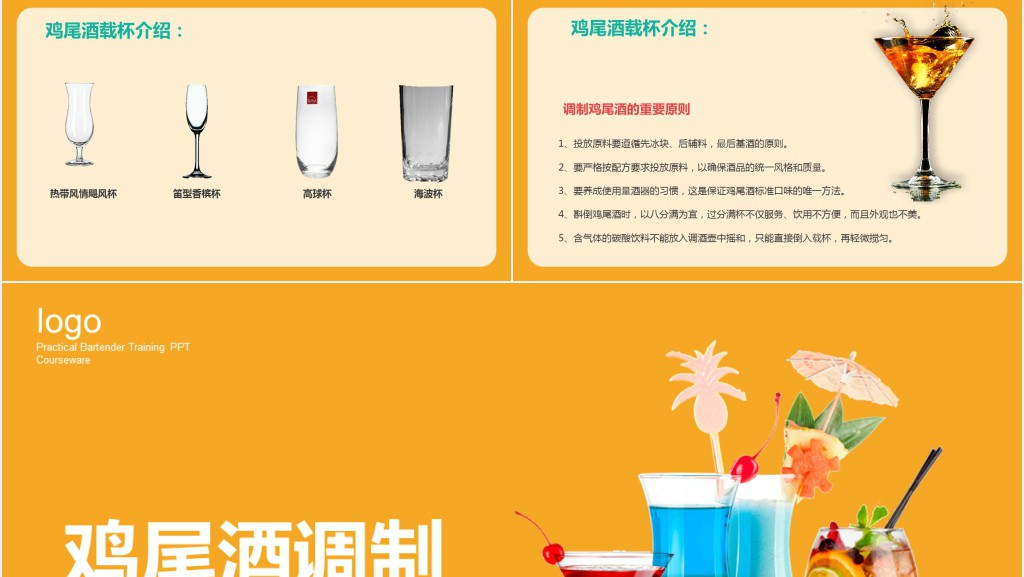 简约风格鸡尾酒调制实用调酒师培训PPT课件