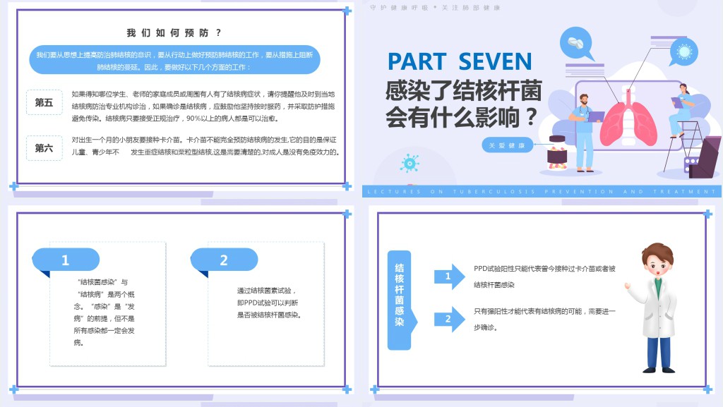 肺结核防治PPT简约风肺结核防治知识讲座课件模板