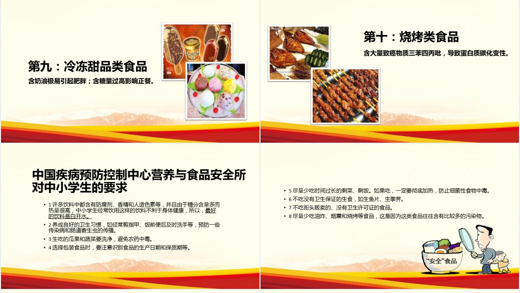 校园小学生食品安全健康动态PPT模板