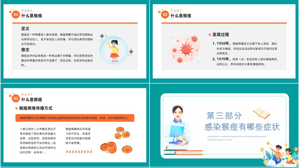 卡通风猴痘传染病防治知识讲座主题班会PPT课件