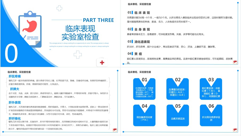 慢性肝炎PPT蓝色简约风慢性肝炎知识介绍专题课件模板