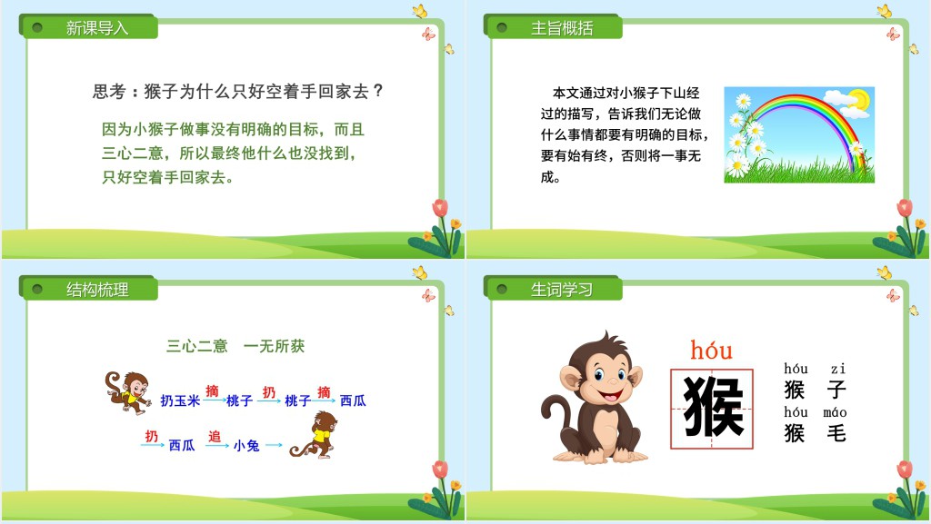 教版小学一年级语文下册小猴子下山PPT课件 教版小学一年级语文下册小猴子下山PPT课件