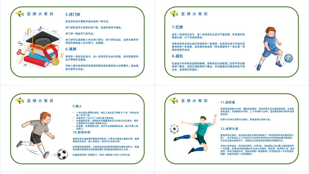 清新卡通风足球起源赛事来历足球史话主题班会PPT课件