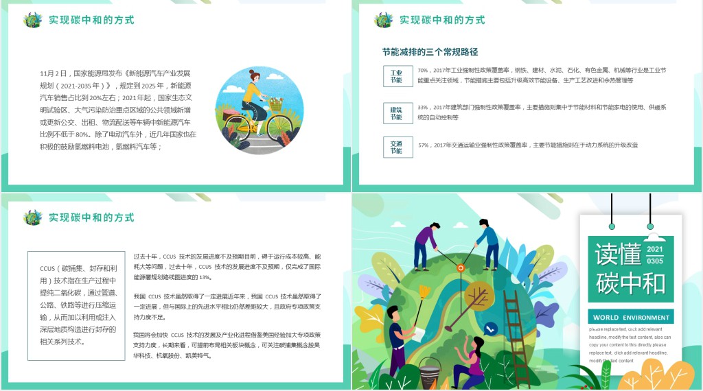 碳中和与碳达峰保护环境绿色环保PPT模板