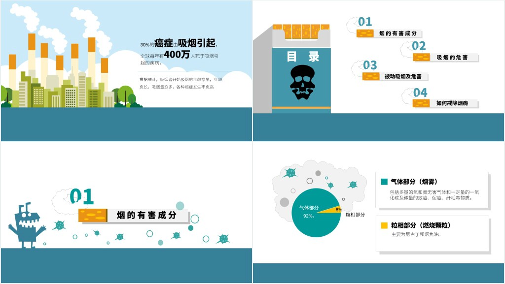 禁烟安全教育主题班会PPT模板 禁烟安全教育主题班会PPT模板