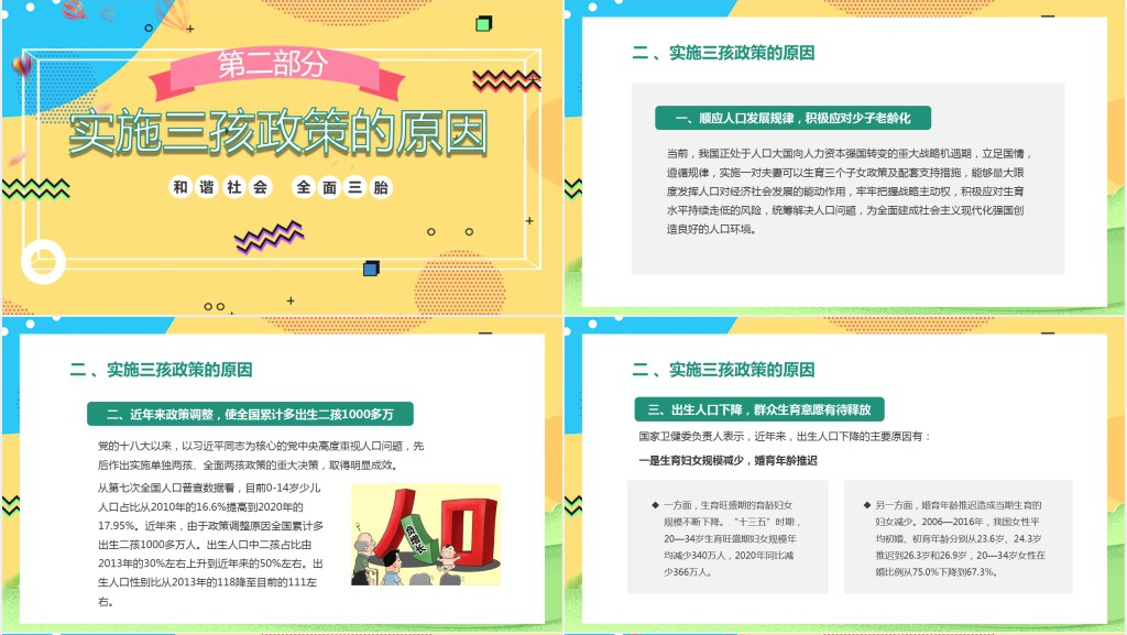 三孩生育政策解读PPT模板 三孩生育政策解读PPT模板
