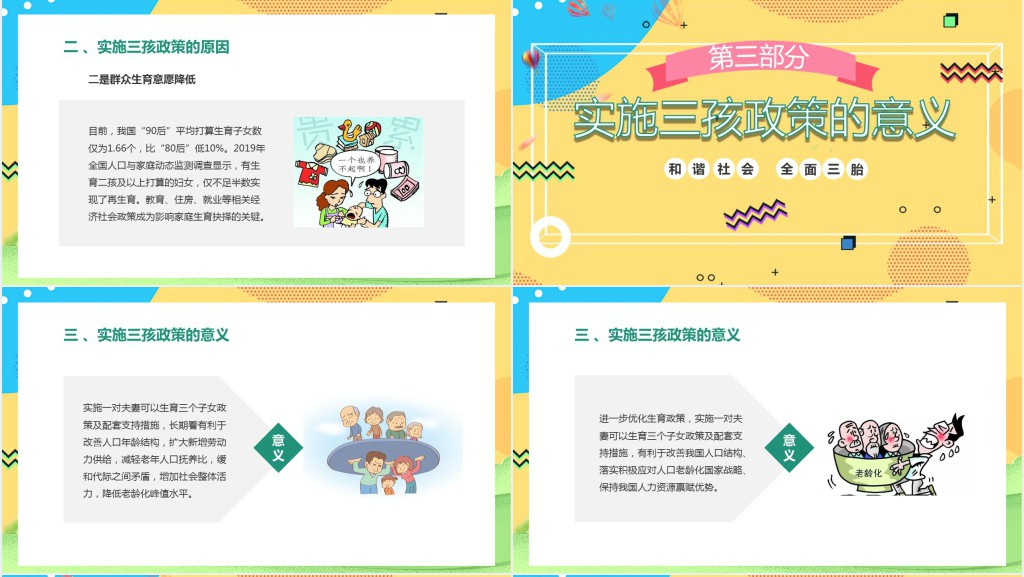三孩生育政策解读PPT模板 三孩生育政策解读PPT模板