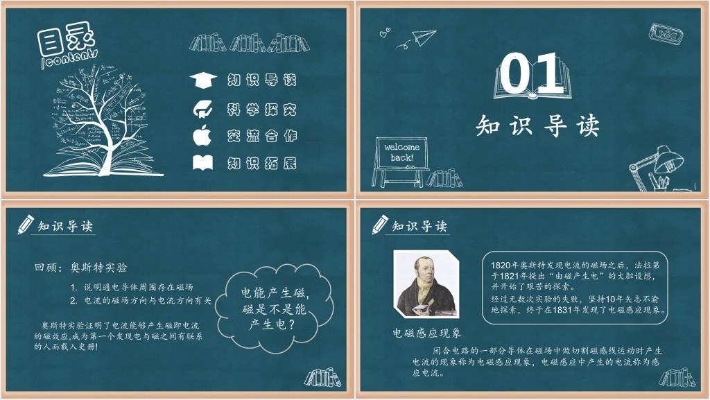 黑板风电能的产生初中物理教学课件PPT模版