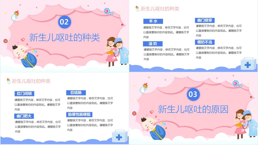 新生儿呕吐疑难病例讨论PPT卡通风医院病例分享会课件模板