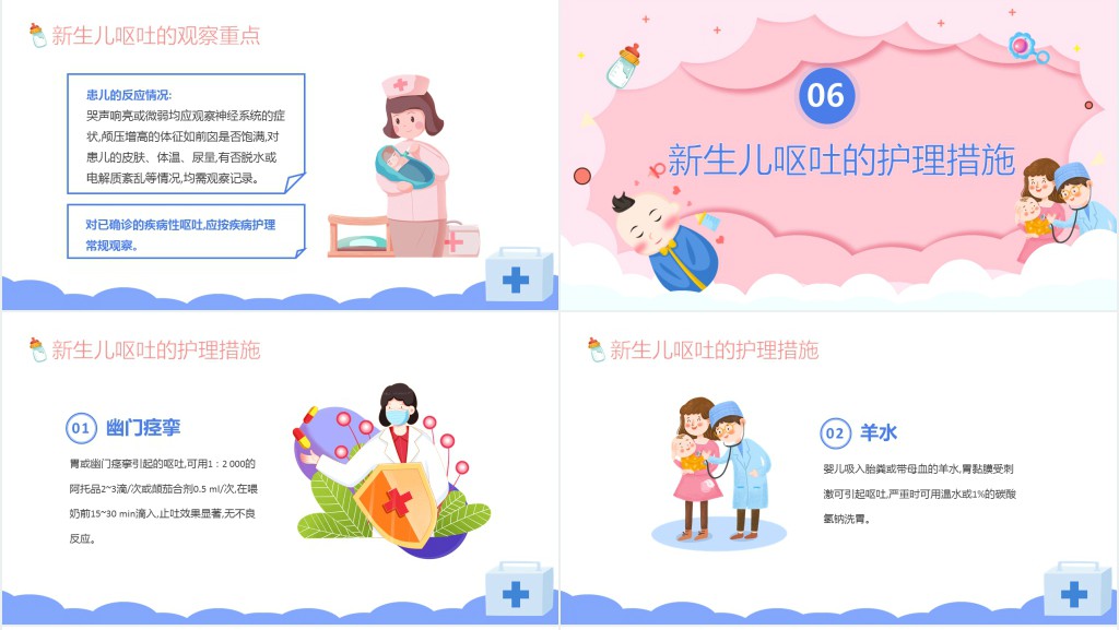 新生儿呕吐疑难病例讨论PPT卡通风医院病例分享会课件模板