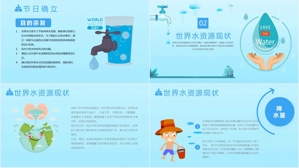 世界水日班级宣传活动PPT模板 世界水日班级宣传活动PPT模板