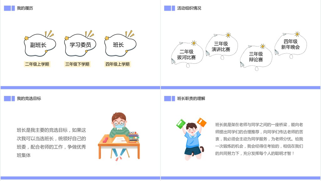 小学班干部班长竞选PPT模板
