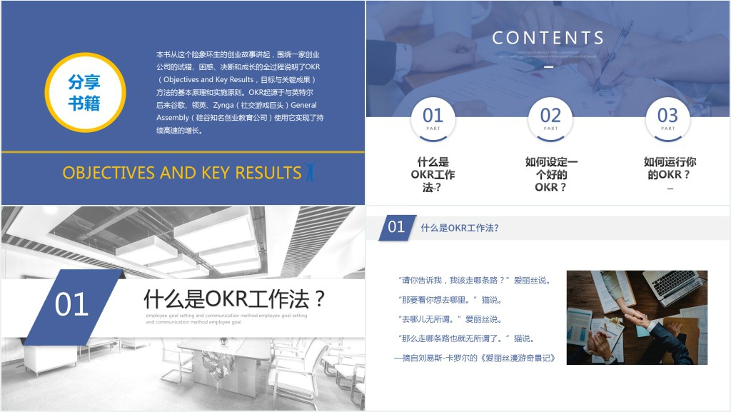 OKR工作法PPT简约清新员工目标设定与沟通OKR工作法PPT