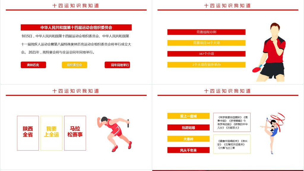 十四运知识我知道PPT红色动感第十四届全运会介绍宣传运动健身课件下载