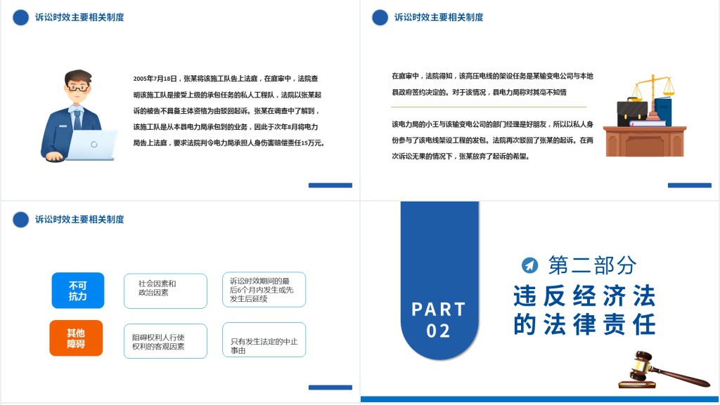 诉讼时效制度PPT简约时尚风诉讼时效制度违反经济法的法律责任经济法基础知识专题课件