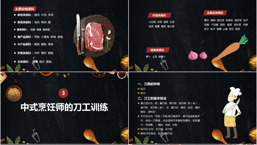 简约中式烹调师技能分享厨师培训入门培训课件PPT模板