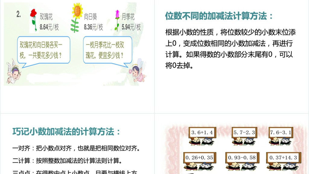 人教版小数的加法和减法教案PPT课件 人教版小数的加法和减法教案PPT课件