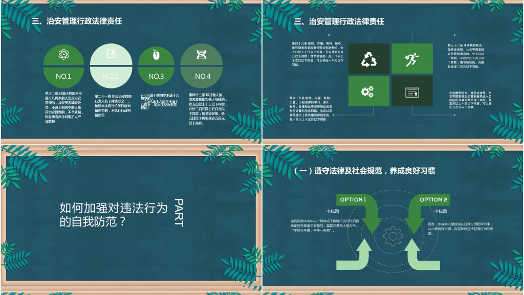 绿色黑板风中学普法宣传教育法制教育PPT模板
