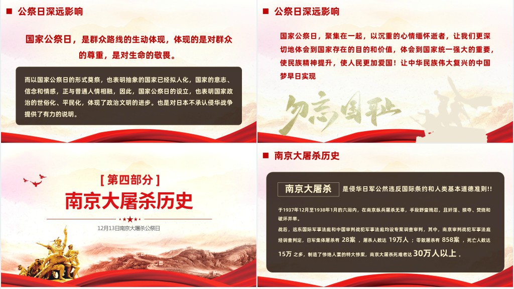 国家公祭日PPT精美风南京大屠杀死难者国家公祭日知识宣讲课件模板