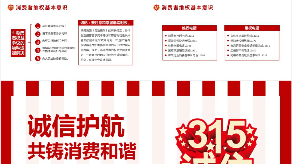 315消费者权益日诚信护航共筑消费和谐主题PPT课件 315消费者权益日诚信护航共筑消费和谐主题PPT课件
