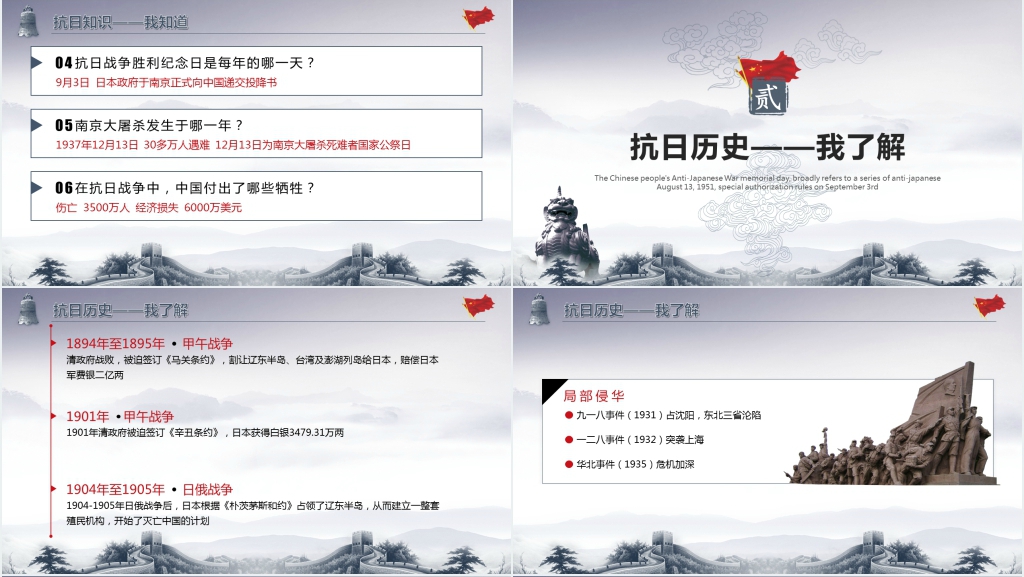 抗战纪念日抗战胜利74周年PPT模板 抗战纪念日抗战胜利74周年PPT模板