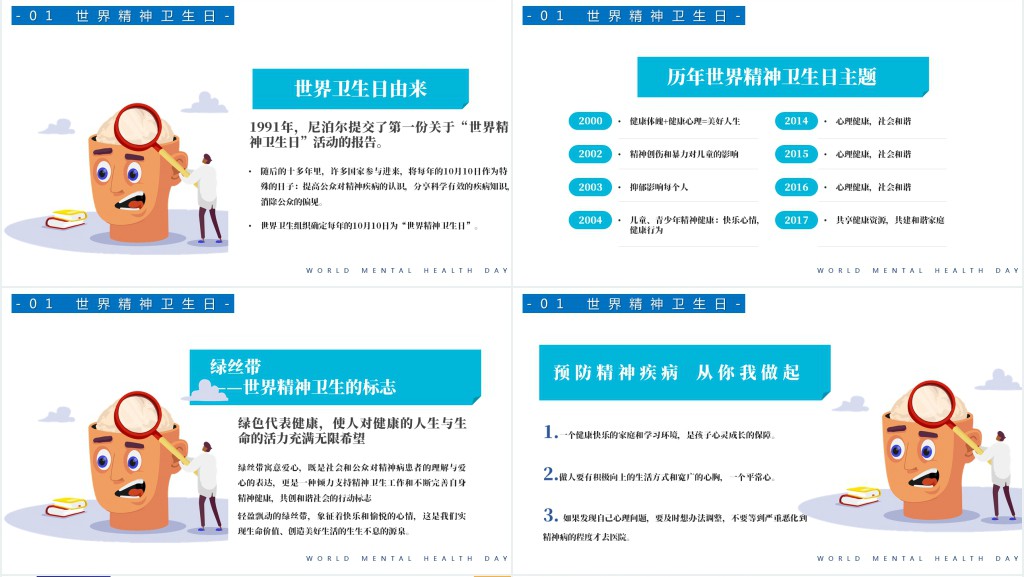 世界精神卫生日关注儿童心理健康PPT模板 世界精神卫生日关注儿童心理健康PPT模板