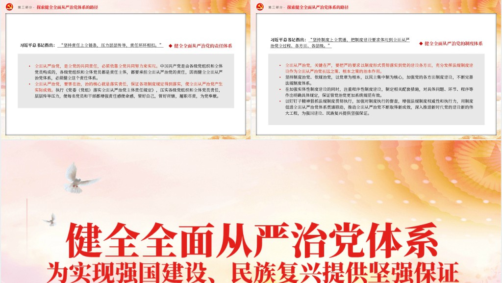 健全全面从严治党体系为实现强国建设民族复兴提供坚强保证PPT党课 健全全面从严治党体系为实现强国建设民族复兴提供坚强保证PPT党课