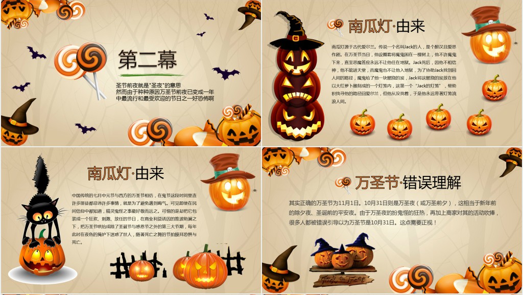 万圣节可爱简约PPT模板