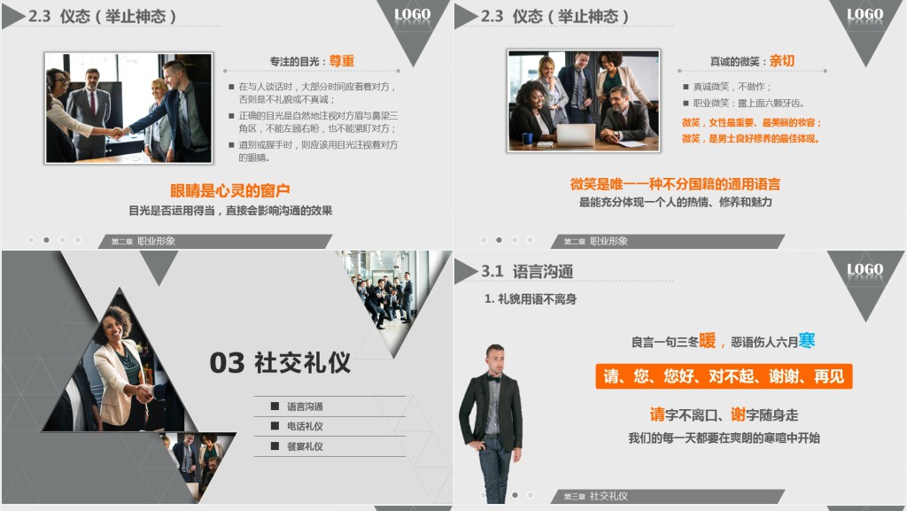 商务礼仪培训课程内容PPT模板 商务礼仪培训课程内容PPT模板